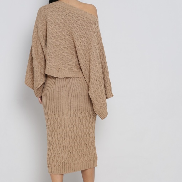 Flash sale Tan wide sleeve sweater & midi skirt - Picture 3 of 4